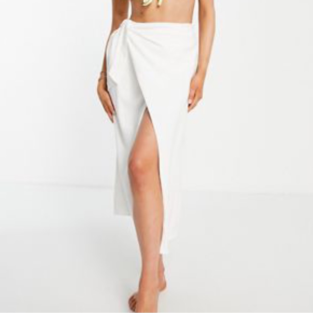 ASOS wrap linen midi skirt